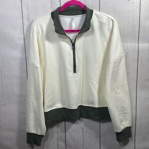 Fabletics Womens Catarina Mock Cream Green Half Zip Pullover Jacket